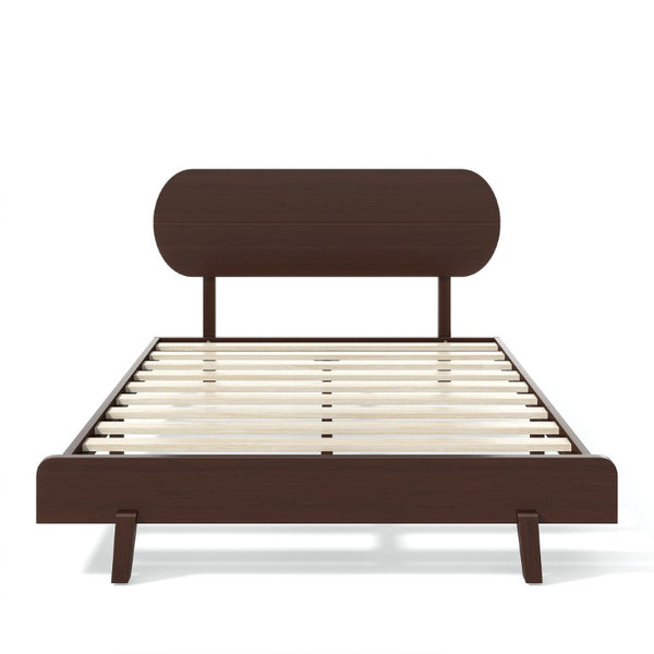 English Elm Queen Solid Bamboo Platform Bed Rounded Headboard Low Footboard Organic Modern Frame Espresso W5305P435929