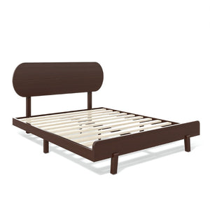 English Elm Queen Solid Bamboo Platform Bed Rounded Headboard Low Footboard Organic Modern Frame Espresso W5305P435929
