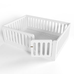 English Elm Full Size Montessori House Bed Solid Wood Low Profile Floor Frame for Kids Rooms White W5305P482206