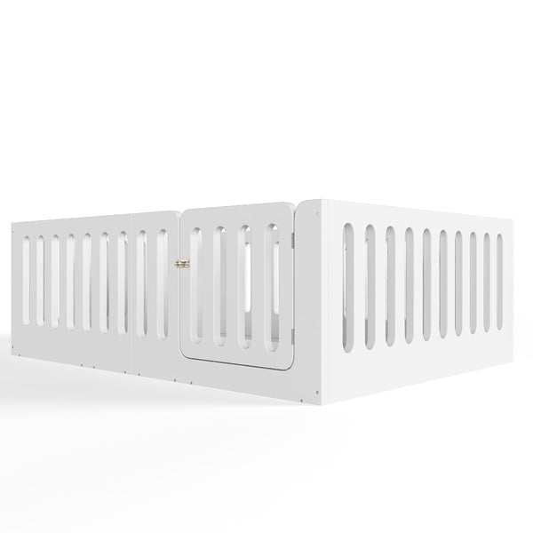 English Elm Full Size Montessori House Bed Solid Wood Low Profile Floor Frame for Kids Rooms White W5305P482206