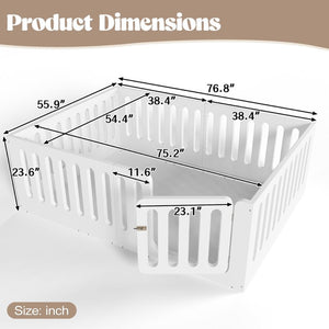English Elm Full Size Montessori House Bed Solid Wood Low Profile Floor Frame for Kids Rooms White W5305P482206