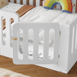 English Elm Full Size Montessori House Bed Solid Wood Low Profile Floor Frame for Kids Rooms White W5305P482206