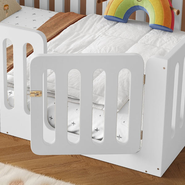 English Elm Full Size Montessori House Bed Solid Wood Low Profile Floor Frame for Kids Rooms White W5305P482206
