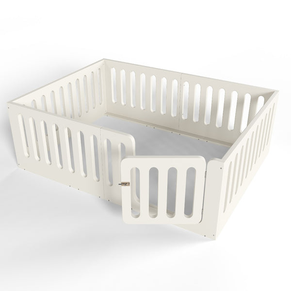 English Elm Full Size Montessori House Bed Solid Wood Low Profile Floor Frame for Kids Rooms Beige W5305P482207