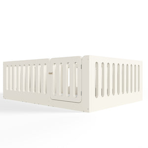 English Elm Full Size Montessori House Bed Solid Wood Low Profile Floor Frame for Kids Rooms Beige W5305P482207