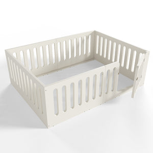 English Elm Full Size Montessori House Bed Solid Wood Low Profile Floor Frame for Kids Rooms Beige W5305P482207