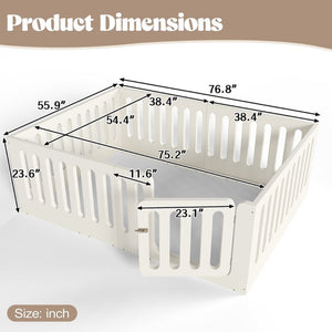 English Elm Full Size Montessori House Bed Solid Wood Low Profile Floor Frame for Kids Rooms Beige W5305P482207