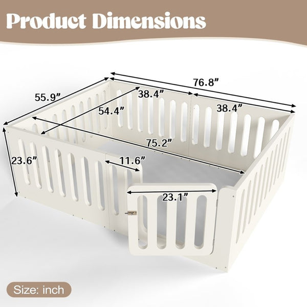 English Elm Full Size Montessori House Bed Solid Wood Low Profile Floor Frame for Kids Rooms Beige W5305P482207