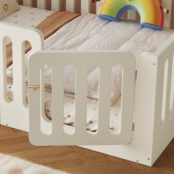 English Elm Full Size Montessori House Bed Solid Wood Low Profile Floor Frame for Kids Rooms Beige W5305P482207