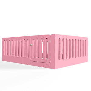 English Elm Full Size Montessori House Bed Solid Wood Low Profile Floor Frame for Kids Rooms Pink W5305P482209