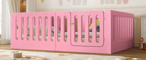 English Elm Full Size Montessori House Bed Solid Wood Low Profile Floor Frame for Kids Rooms Pink W5305P482209
