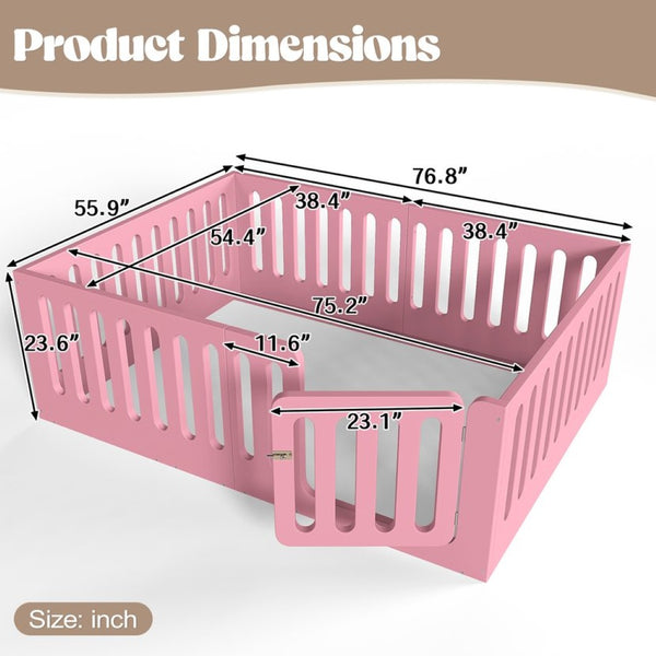 English Elm Full Size Montessori House Bed Solid Wood Low Profile Floor Frame for Kids Rooms Pink W5305P482209