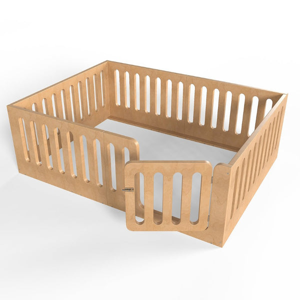 English Elm Full Size Montessori House Bed Solid Wood Low Profile Floor Frame for Kids Rooms Natural W5305P482218