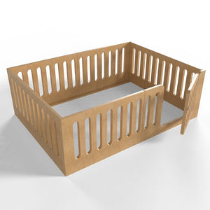 English Elm Full Size Montessori House Bed Solid Wood Low Profile Floor Frame for Kids Rooms Natural W5305P482218