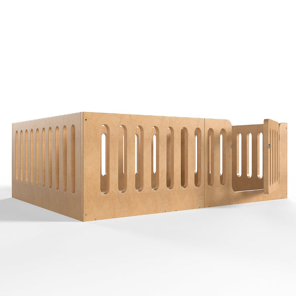 English Elm Full Size Montessori House Bed Solid Wood Low Profile Floor Frame for Kids Rooms Natural W5305P482218