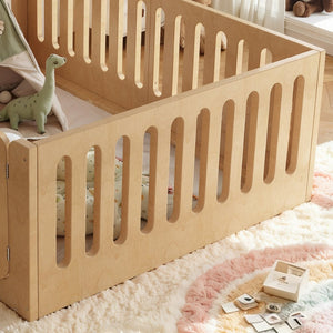 English Elm Full Size Montessori House Bed Solid Wood Low Profile Floor Frame for Kids Rooms Natural W5305P482218