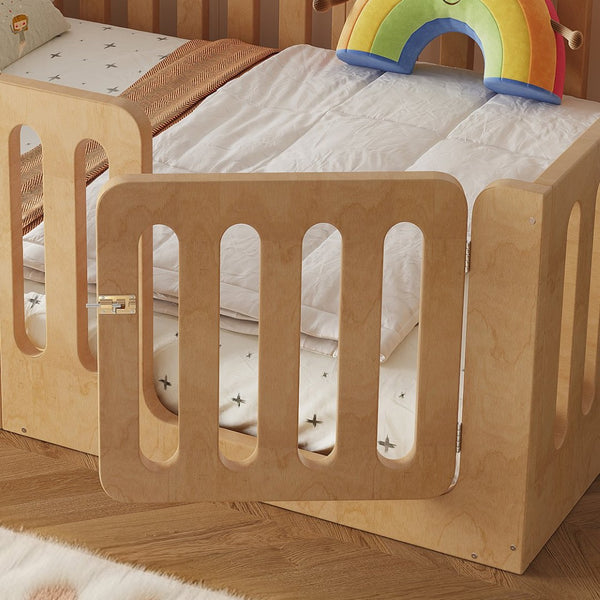 English Elm Full Size Montessori House Bed Solid Wood Low Profile Floor Frame for Kids Rooms Natural W5305P482218