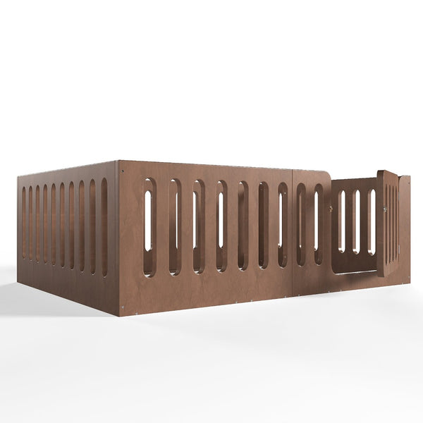 English Elm Full Size Montessori House Bed Solid Wood Low Profile Floor Frame for Kids Rooms Deep Natural W5305P482219