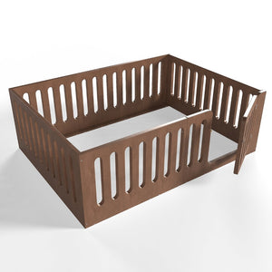 English Elm Full Size Montessori House Bed Solid Wood Low Profile Floor Frame for Kids Rooms Deep Natural W5305P482219