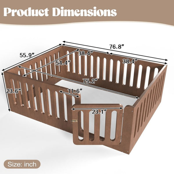 English Elm Full Size Montessori House Bed Solid Wood Low Profile Floor Frame for Kids Rooms Deep Natural W5305P482219