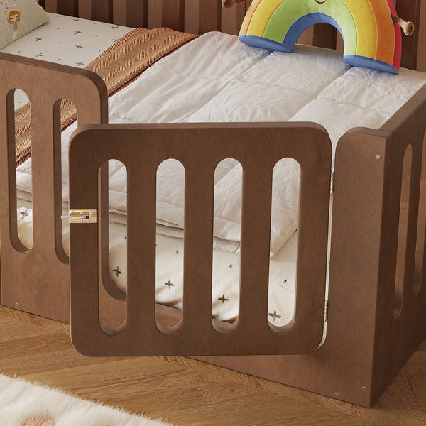 English Elm Full Size Montessori House Bed Solid Wood Low Profile Floor Frame for Kids Rooms Deep Natural W5305P482219