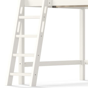 English Elm Full Size Solid Wood Kids Loft Bed with Safety Guardrails and Open Play Space Below Beige W5305P492109