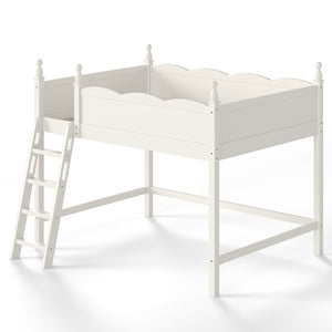 English Elm Full Size Solid Wood Kids Loft Bed with Safety Guardrails and Open Play Space Below Beige W5305P492109
