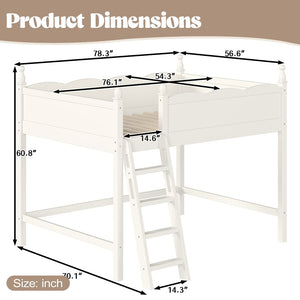English Elm Full Size Solid Wood Kids Loft Bed with Safety Guardrails and Open Play Space Below Beige W5305P492109