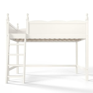 English Elm Full Size Solid Wood Kids Loft Bed with Safety Guardrails and Open Play Space Below Beige W5305P492109