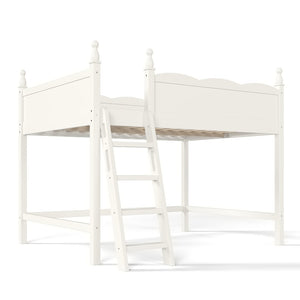 English Elm Full Size Solid Wood Kids Loft Bed with Safety Guardrails and Open Play Space Below Beige W5305P492109