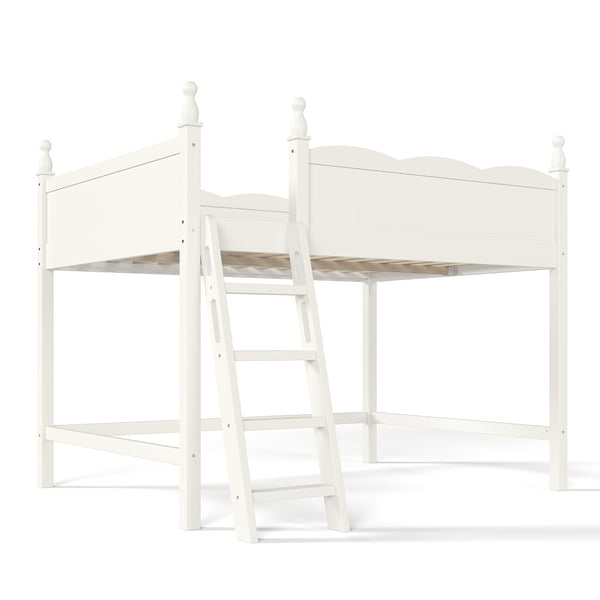 English Elm Full Size Solid Wood Kids Loft Bed with Safety Guardrails and Open Play Space Below Beige W5305P492109