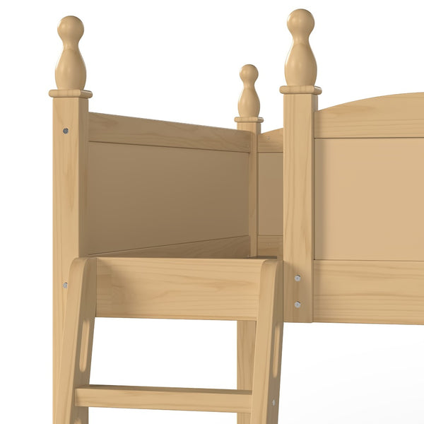 English Elm Full Size Solid Wood Kids Loft Bed with Safety Guardrails and Open Play Space Below Natural W5305P492110