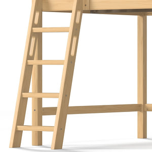 English Elm Full Size Solid Wood Kids Loft Bed with Safety Guardrails and Open Play Space Below Natural W5305P492110