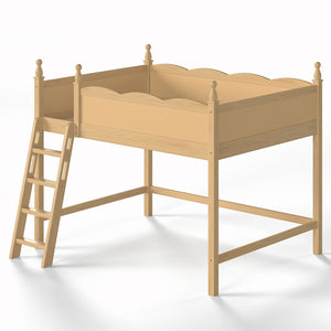 English Elm Full Size Solid Wood Kids Loft Bed with Safety Guardrails and Open Play Space Below Natural W5305P492110