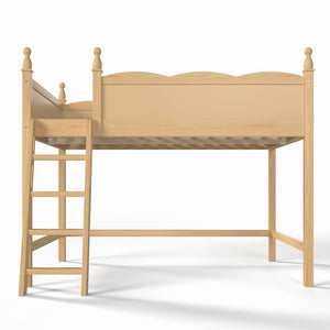English Elm Full Size Solid Wood Kids Loft Bed with Safety Guardrails and Open Play Space Below Natural W5305P492110