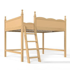 English Elm Full Size Solid Wood Kids Loft Bed with Safety Guardrails and Open Play Space Below Natural W5305P492110