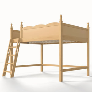 English Elm Full Size Solid Wood Kids Loft Bed with Safety Guardrails and Open Play Space Below Natural W5305P492110