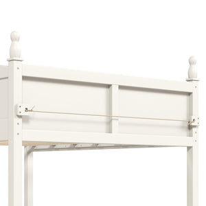 English Elm Full Size Low Loft Bed Solid Pine Frame with Built-In Bookshelf and Continuous Guardrails Beige W5305P494555