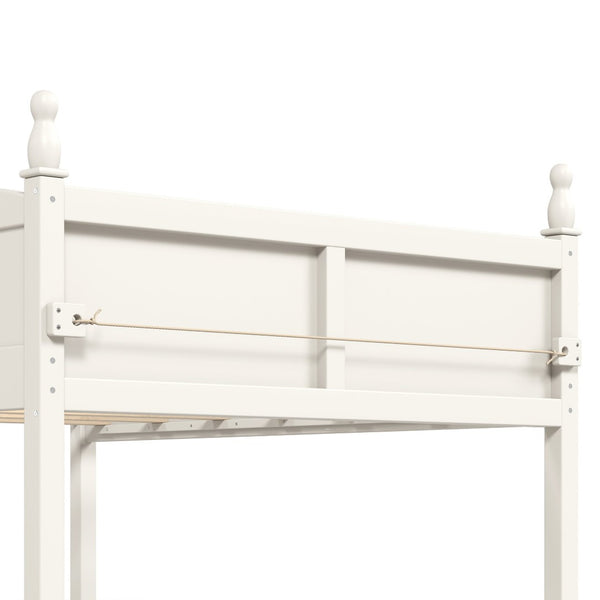 English Elm Full Size Low Loft Bed Solid Pine Frame with Built-In Bookshelf and Continuous Guardrails Beige W5305P494555