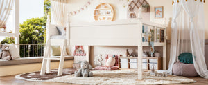 English Elm Full Size Low Loft Bed Solid Pine Frame with Built-In Bookshelf and Continuous Guardrails Beige W5305P494555