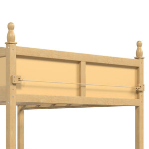 English Elm Full Size Low Loft Bed Solid Pine Frame with Built-In Bookshelf and Continuous Guardrails Natural W5305P494556