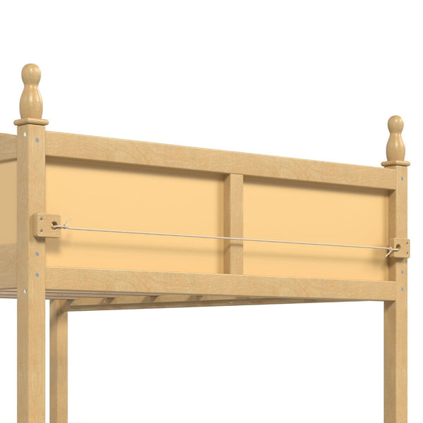 English Elm Full Size Low Loft Bed Solid Pine Frame with Built-In Bookshelf and Continuous Guardrails Natural W5305P494556
