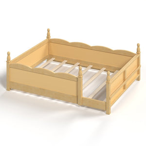 English Elm Full Montessori Floor Bed Pine Wood Build with Guardrails and Integrated Side Bookshelf Natural W5305P494568