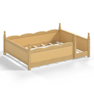English Elm Full Montessori Floor Bed Pine Wood Build with Guardrails and Integrated Side Bookshelf Natural W5305P494568