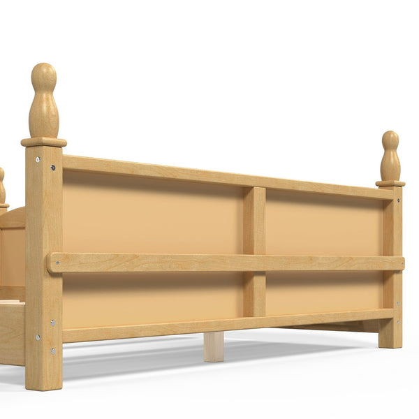 English Elm Full Montessori Floor Bed Pine Wood Build with Guardrails and Integrated Side Bookshelf Natural W5305P494568