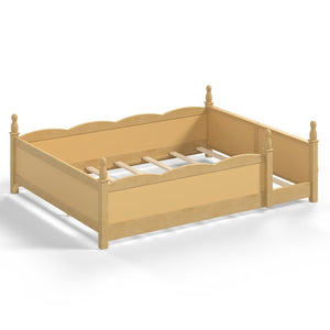 English Elm Queen Montessori Floor Bed with Guardrails Bookshelf and Pine Wood Kids Frame Natural W5305P494574