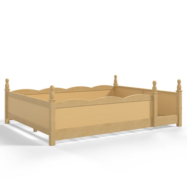English Elm Queen Montessori Floor Bed with Guardrails Bookshelf and Pine Wood Kids Frame Natural W5305P494574