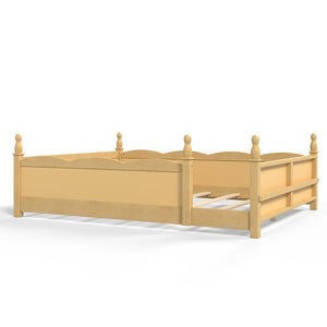 English Elm Queen Montessori Floor Bed with Guardrails Bookshelf and Pine Wood Kids Frame Natural W5305P494574