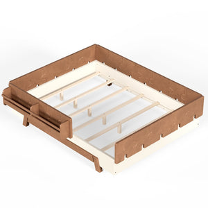 English Elm Full Size Montessori Pine Floor Bed with Guardrails and Built-In Bookshelves for Kids Beige & Deep Natural W5305P501296
