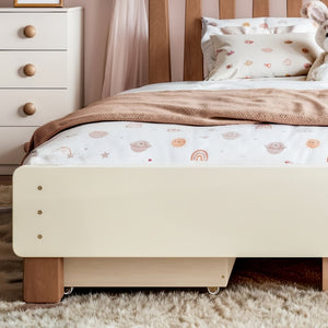 English Elm Full Twin Pine Wood Platform Bed with Round Headboard Storage Drawer No Box Spring Beige / Deep Natural W5305P501362